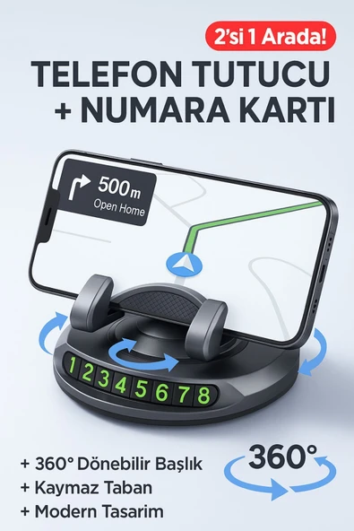 Park Numarası Gösterge Ünitesi ve 360 Derece Dönen Telefon Tutucu
