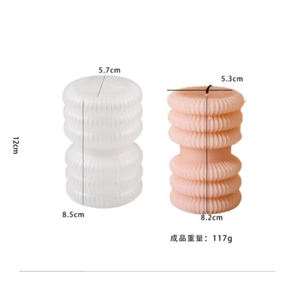 Epoksi Silikon Düz Dik Çizgili Ve Boğumlu Sütun Taş Tozu Ev Dekorasyonu Mum Kalıbı - 3