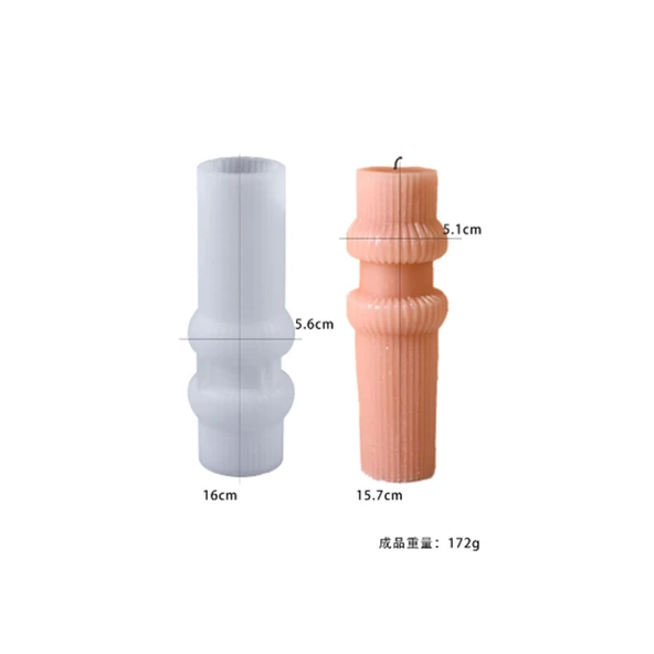 Epoksi Silikon Düz Çizgili Ve Boğumlu Uzun Model Sütun Taş Tozu Ev Dekorasyonu Mum Kalıbı - 2