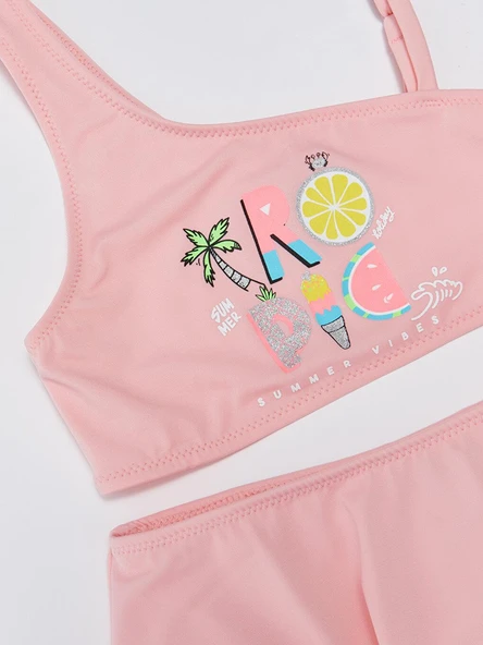 Baskılı Kız Çocuk Etekli Bikini Takım - 3