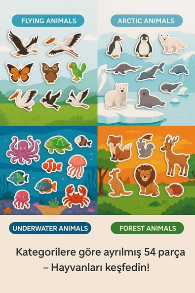 Hayvanları Tanı – Mıknatıslı Eğitici Set – 54 Parça - 4