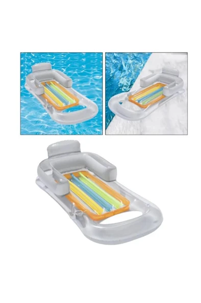 160x84 cm Deniz Yatağı Lüks Koltuklu Bardak Yuvalı Havuz Şişme Yatak - 3