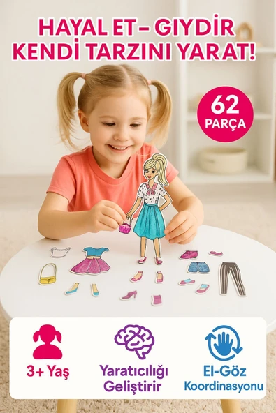 Manyetik Moda Kutusu Kıyafet Giydirme Magnet Kostümler, Eğitici Puzzle - 2