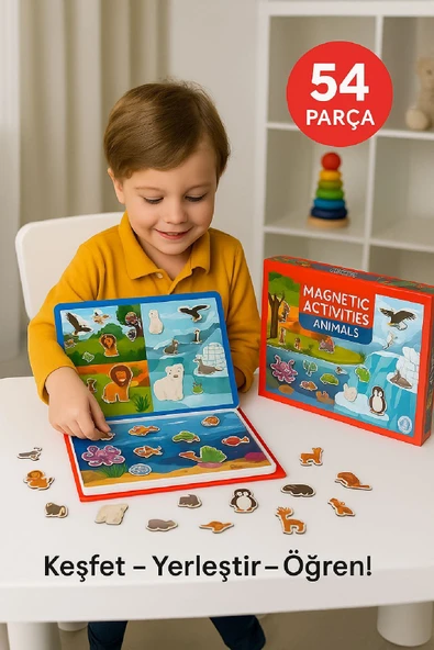 Hayvanları Tanı – Mıknatıslı Eğitici Set – 54 Parça