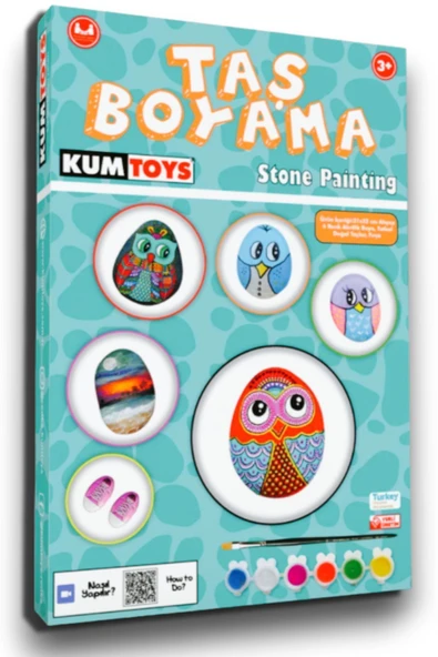 Taş Boyama Seti- Doğal Taşlar-Akrilik Boya-Fırça-Ahşap Hepsi Bir Arada Muhteşem Set - 8