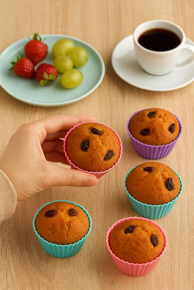 Pratik Silikon Muffin Kalıbı - 6’lı Set - 2
