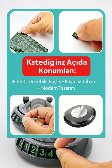 Park Numarası Gösterge Ünitesi ve 360 Derece Dönen Telefon Tutucu - 4