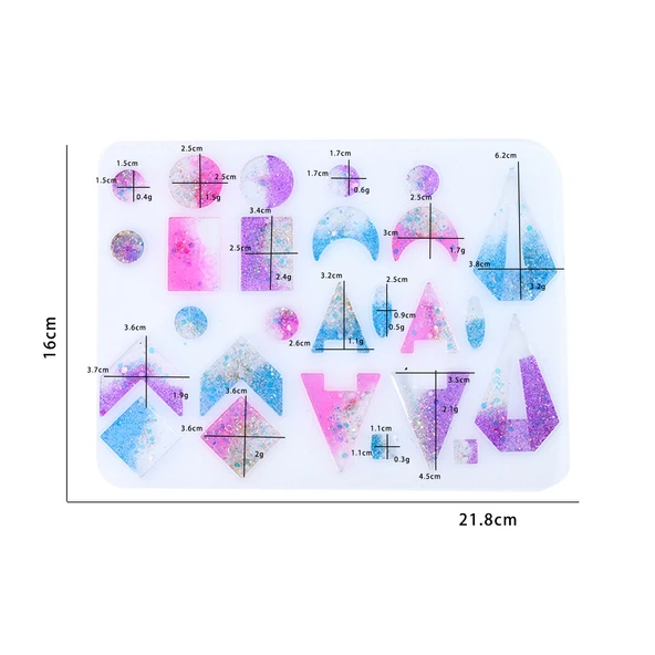 Epoksi Silikon Çoklu Geometrik Modelli Kolye ve Küpe Takı Kalıbı - 2