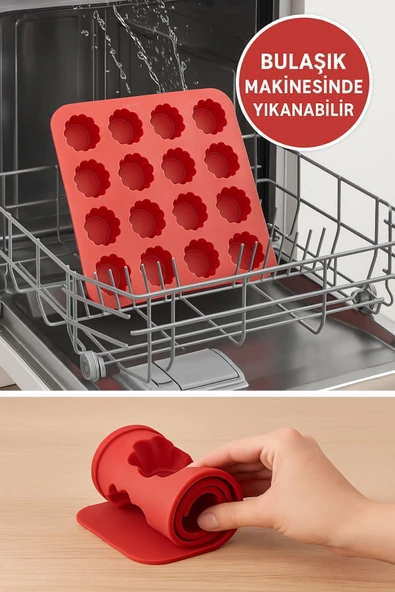 Silikon 16’lı Kek Kalıbı – Fırın, Mikrodalga ve Bulaşık Makinesi Uyumlu - 2