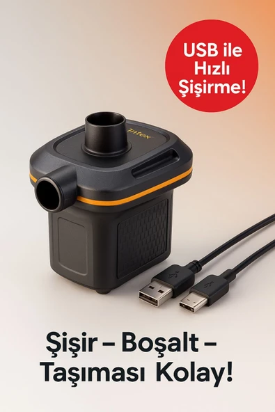 Kamp & Plaj Şişme Pompası – USB Girişli - 7