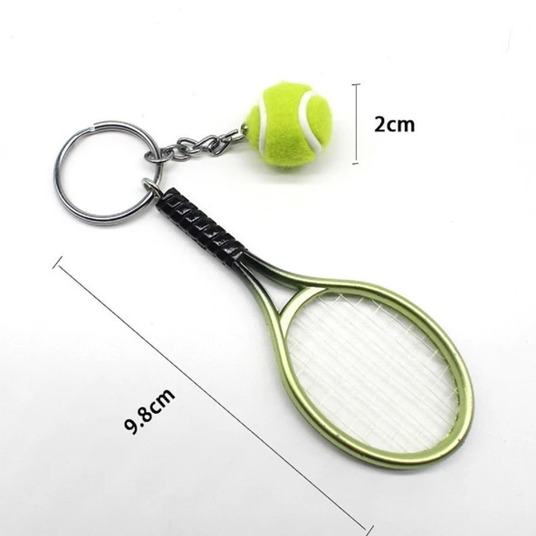 Gerçekçi Tenis Raketi Tasarımlı Şık Anahtarlık Kolye Çanta Süsü Tennis Keychain (4401) - 4