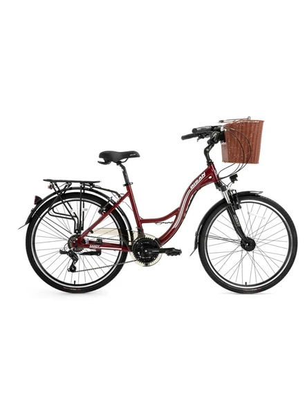 BİSAN SANDY-23 SEPETLİ BAYAN ŞEHİR BİSİKLETİ 43CM V 26 JANT 21 VİTES BORDO BEYAZ - 1