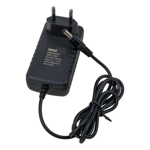 8.4 VOLT - 1 AMPER - 8.4 WATT 5.5*2.5 UÇLU LİTYUM PİL LEDLİ YERLİ ÜRETİM ŞARJ ADAPTÖRÜ (OUT:6V-1A) (4401) - 3