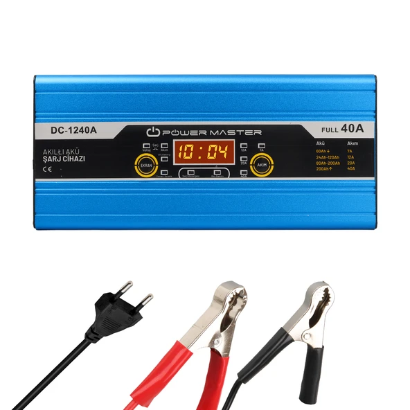 12 VOLT MAX 40 AMPER DİGİTAL EKRANLI  AKILLI AKÜ ŞARJ CİHAZI (4401)