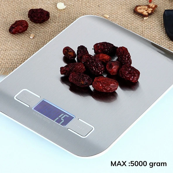 TF 1002 Hassas Ölçümlü Maksimum 5 Kg Kapasiteli Led Ekran Platin Dijital Mutfak Tartısı (4401) - 2