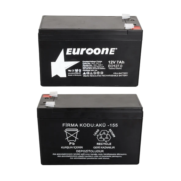 EUROONE EO127.0 12 VOLT - 7 AMPER AKÜ (150 X 65 X 90 MM) (4401) - 2