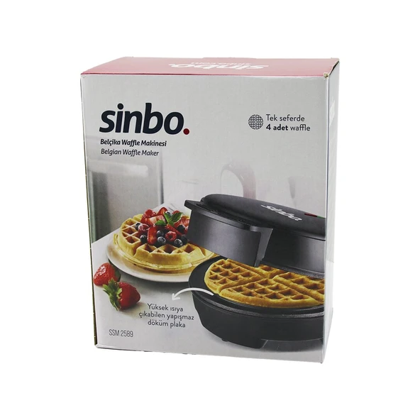 DÖKÜM  BELÇİKA WAFFLE MAKİNESİ  ELEKTRİKLİ   4 WAFFLE   YAPIŞMAZ YÜZEY   1000W  SSM-2589 (4401)
