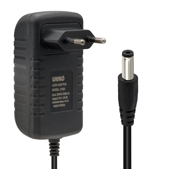 7.2 VOLT - 2 AMPER 5.5*2.5 UÇLU LEDLİ YERLİ ÜRETİM AKÜ ŞARJ CİHAZI (OUT:6V-2A) (4401)