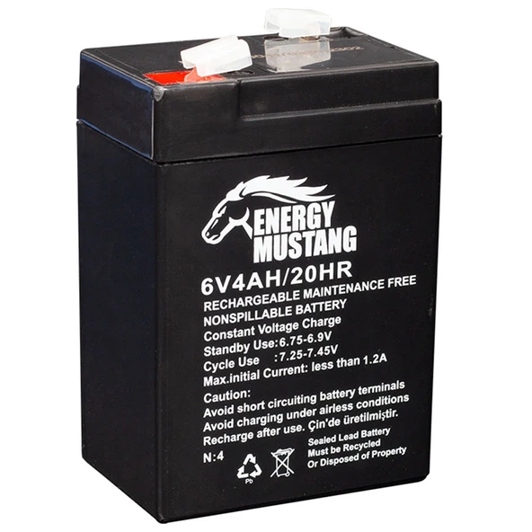 ENERGY MUSTANG 6 VOLT - 4 AMPER IŞILDAK AKÜSÜ (70 X 48 X 101 MM) (4401)