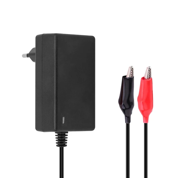 7.2 VOLT - 1 AMPER KROKODİL UÇLU PRİZ TİP KIRMIZI YEŞİL LEDLİ YERLİ ÜRETİM AKÜ ŞARJ ADAPTÖRÜ (OUT:6V1A) (4401) - 2