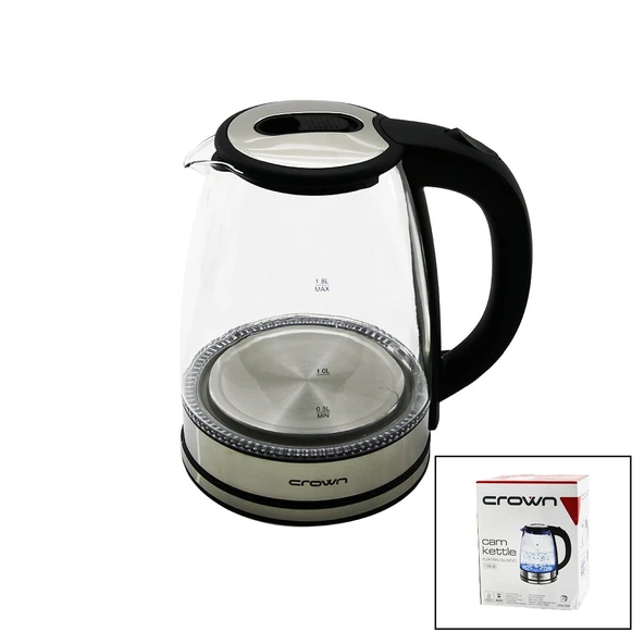 CAM - LEDLİ  KETTLE   1.8LT   1500W   ÇELİK TABAN - KROM KAPAK  360° GÖVDE   PLASTİK KULP (4401)
