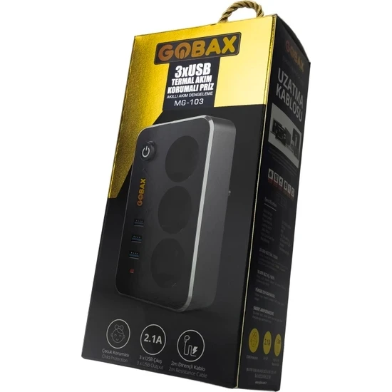 Akım Korumalı Akıllı Priz,termal Akım Korumalı 3x Ledli Usb, 3x Priz 2 M Uzatmalı Çocuk Korumalı (4401) - 4