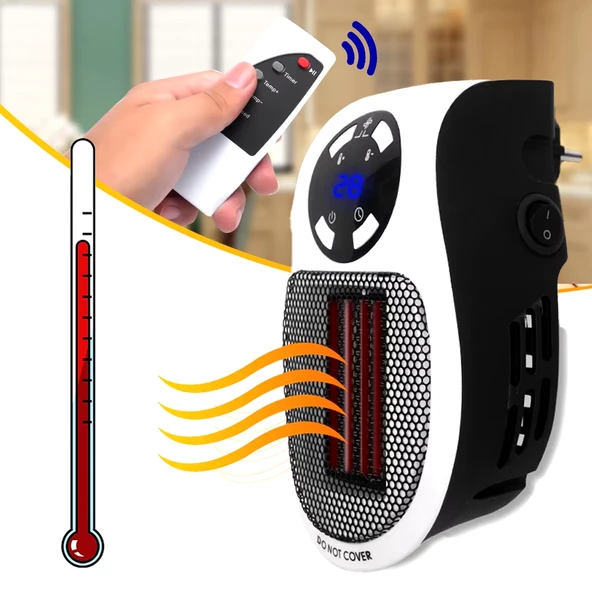 500 WATT PRİZ TİPİ UZAKTAN KUMANDALI TAŞINABİLİR ISITICI (ZAMANLAYICI) (OM-1211) (4401)