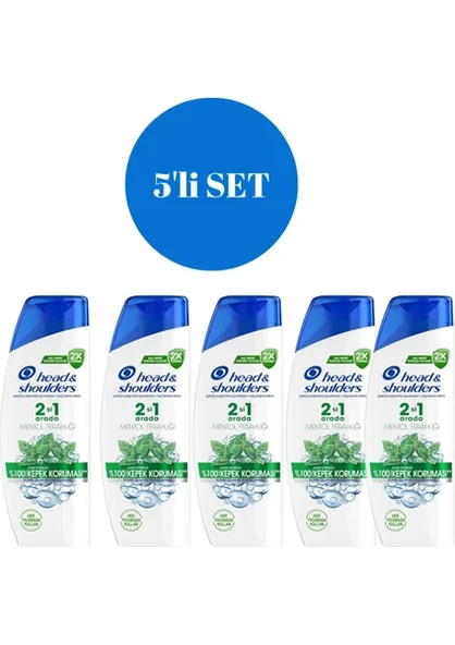 Head&Shoulders Mentol Ferahlığı 2'si 1 Arada Şampuan 350 ml  x 5 Adet