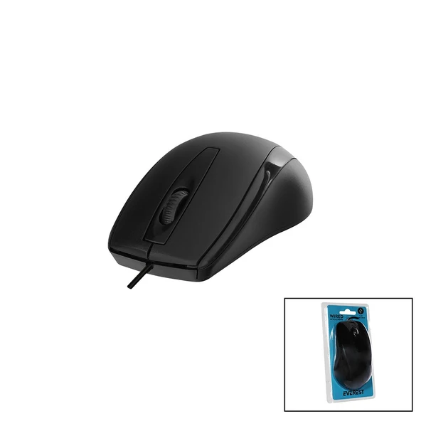 EVEREST SM-207B  KABLOLU USB  SİYAH OPTİK MOUSE  1200DPI   VAKUMLU AMBALAJ (4401)