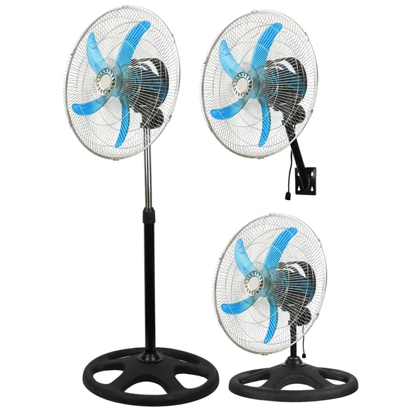 KİWİ KFAN-7473 20" 50CM SANAYİ VANTİLATÖR 3İN1=DUVARA MONTE- MASA ÜSTÜ- AYAKLI 3 KADEME HIZ- 5 METAL KANAT 54W (4401)