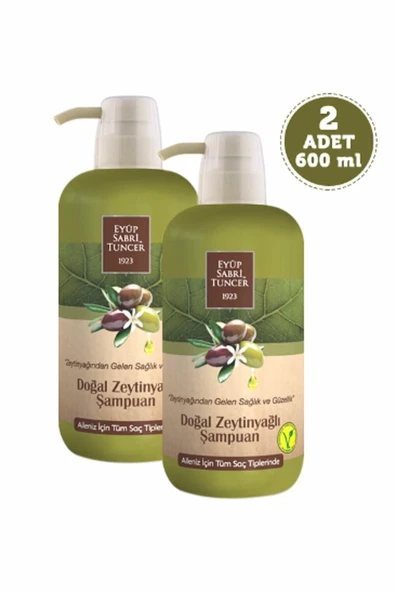 Eyüp Sabri Tuncer Doğal Zeytinyağlı Şampuan 600 ml X2 Adet