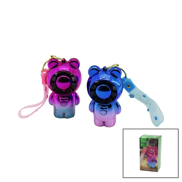 KİWİ KFAN-7400 AYICIK MODELİ EL TİPİ - MASA ÜSTÜ MİNİ FAN USB ŞARJLI ANAHTARLIKLI 2-KADEME HIZ PARLAK RENKLİ (4401)
