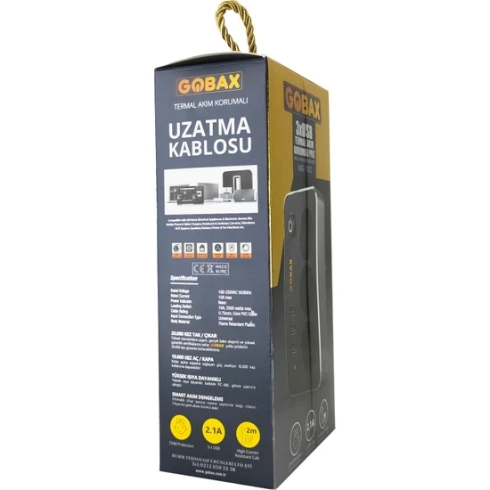 Akım Korumalı Akıllı Priz,termal Akım Korumalı 3x Ledli Usb, 3x Priz 2 M Uzatmalı Çocuk Korumalı (4401) - 5