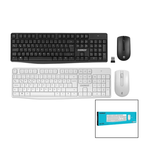 EVEREST KM-7500  KABLOSUZ  MULTİMEDİA  KLAVYE - MOUSE  SETİ   Q KALVYE (4401)