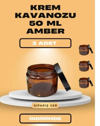 3 ADET Krem Kavanozu Amber 50 ML - 2