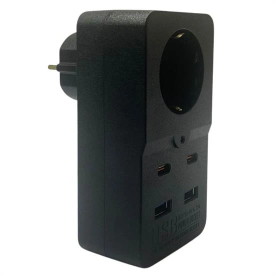 Isıya Dayanıklı Termal Akım Korumalı 1 Priz Girişli 2 USB Girişli 2 TYPE-C Girişli Pirz (4401)