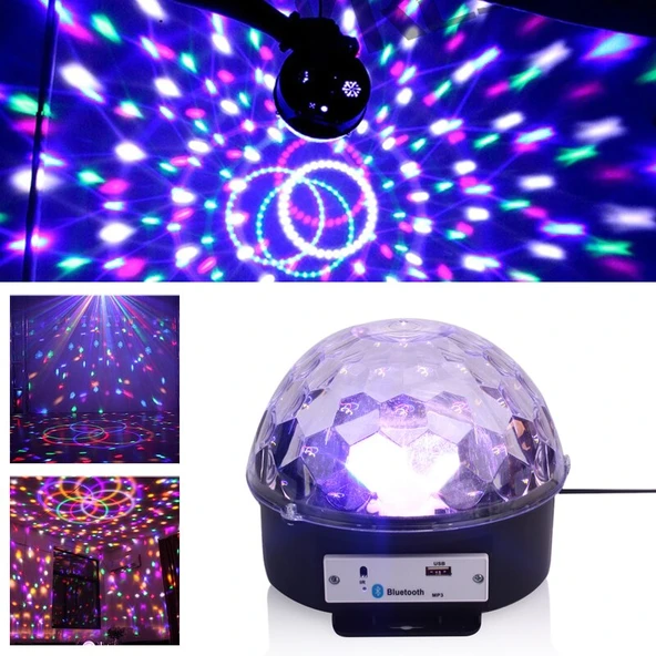 Küre Disko Topu Müzik Çalar Renkli Lazer Işıklı Bluetooth (4401) - 3