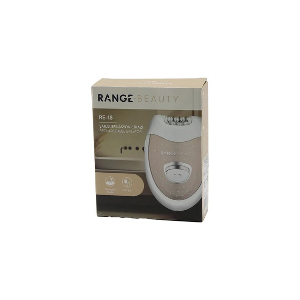 RANGE BEAUTY RE-18 EPİLASYON CİHAZI EPİLATÖR USB ŞARJLI=50DK 2 KADEME HIZ YIKANABİLİR BAŞLIK=18 ÇİFT CIMBIZ (4401)