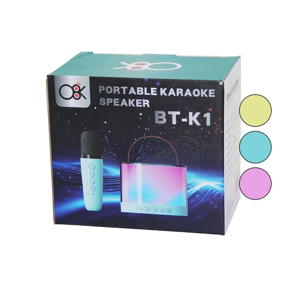 KARAOKE MİKROFONLU WİRELESS HOPARLÖR - SPEAKER IŞIKLI  USB ŞARJLI 10W DC5V- TF- AUX BT-K1 (4401)