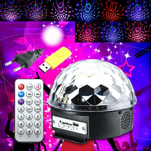 Küre Disko Topu Müzik Çalar Renkli Lazer Işıklı Bluetooth (4401) - 5