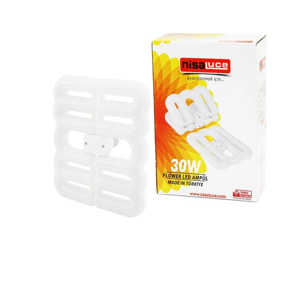 NİSALUCE EAMP-096/B 30W - E27FLOWER KATLANIR- 4B ŞEKİL16X21CMBEYAZ LED LAMBA AMPUL 2700LÜMEN- 6500K (4401)