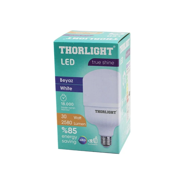 THORLIGHT T-30B  30W  E27 TORCH T-SHAPE  BEYAZ  LED AMPUL  2580 LUMEN - 6400K - 18000 SAAT - 2835 SMD LED (4401)