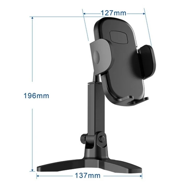 Masaüstü Telefon Standı 360 Derece Dönebilen Başlıklı Ayaklı Telefon Tripodu (4401) - 5
