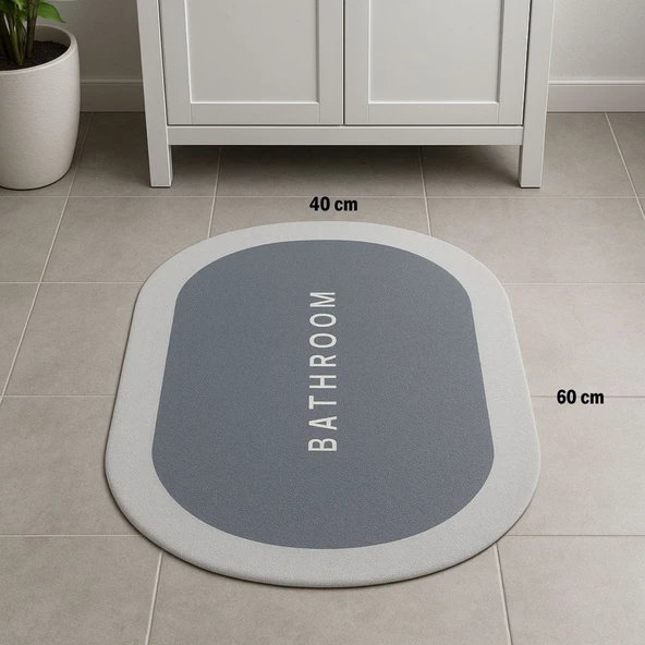 Sihirli Süper Su Emici Kaymaz Tabanlı Oval Paspas 40*60 cm (4401) - 4
