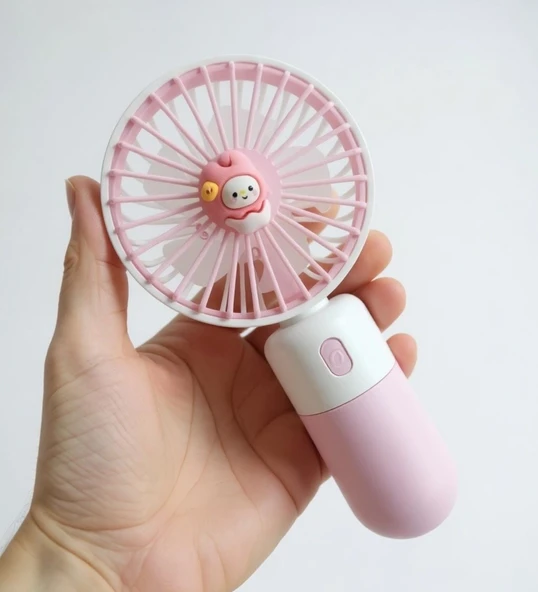 Handheld USB Şarjlı El Fanı I Mini Masa Fanı I Telefon Standlı I Vantilatör I Taşınabilir Fan Pembe - 2