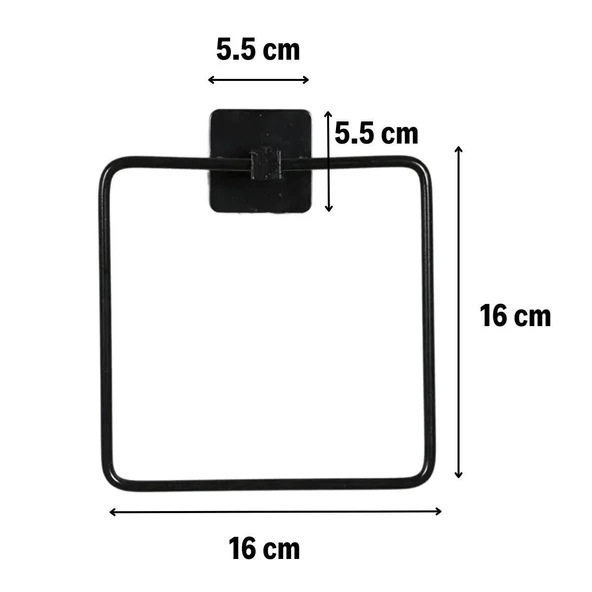 Kendiliğinden Yapışkanlı Siyah Paslanmaz Metal Kare Havluluk (4401) - 3