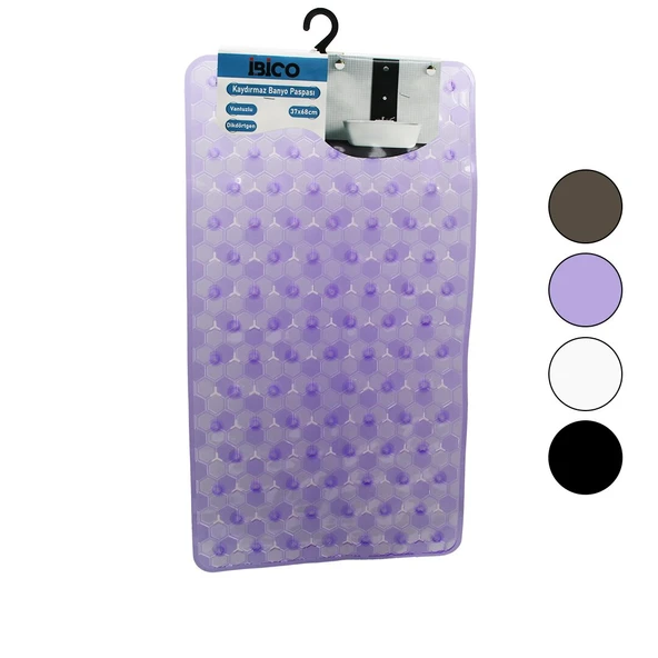 DİKDÖRTGEN - LÜX PVC PETEK DESEN - ŞEFFAF-BUZLU 98PCS VANTUZ KAYDIRMAZ BANYO - KÜVET PASPAS 37X68CM (4401)