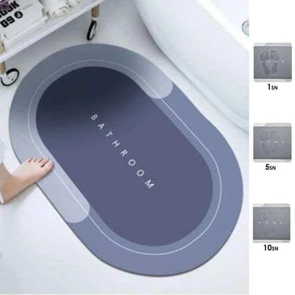 Sihirli Süper Su Emici Kaymaz Tabanlı Oval Paspas 40*60 cm (4401) - 3