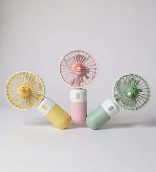 Handheld USB Şarjlı El Fanı I Mini Masa Fanı I Telefon Standlı I Vantilatör I Taşınabilir Fan Pembe - 4