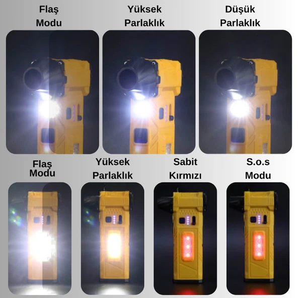 Şarjlı  Jet Turbo Fan Araç Kurutucu Led Işık Çakar İkaz Devir Ayarlı Mangal Üfleme Klavye Temizleme - 3